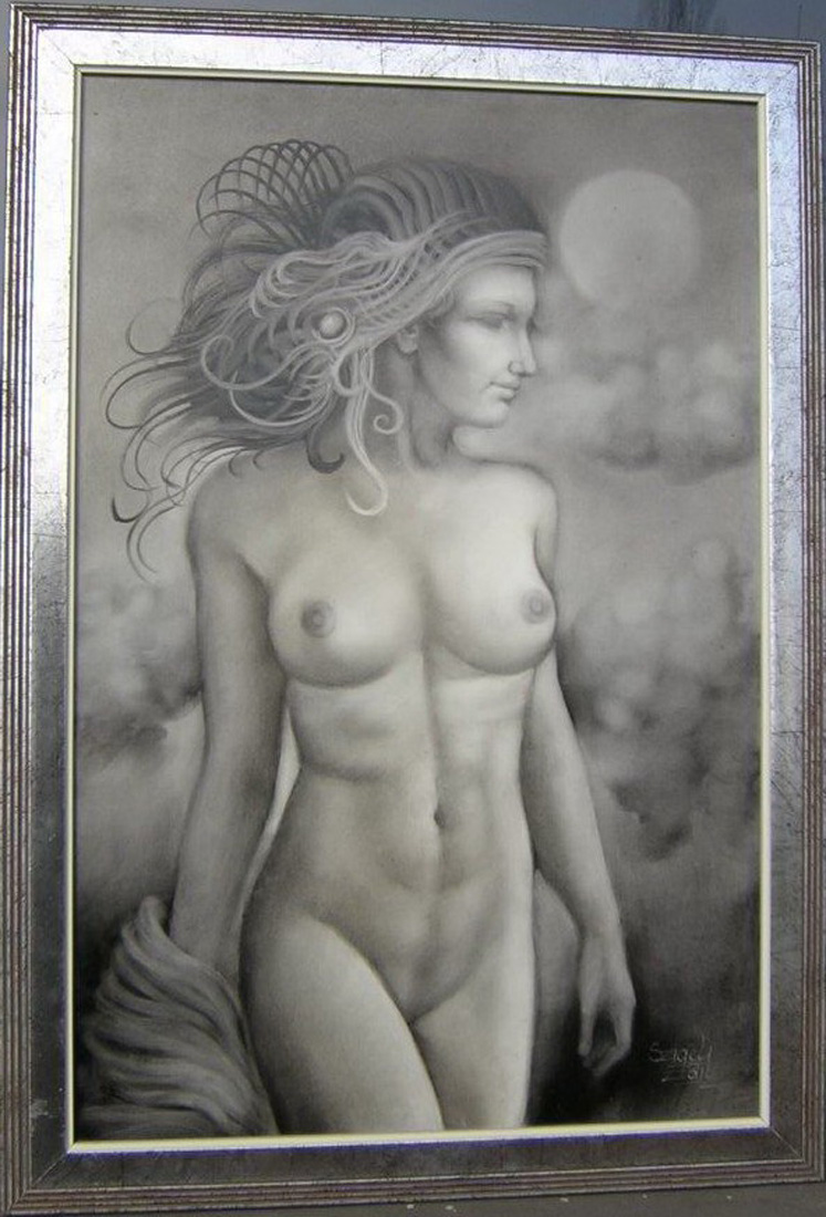 244 Silver nude 40x60 cm Sold